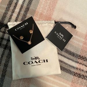 Coach Rose Gold necklace and earrings